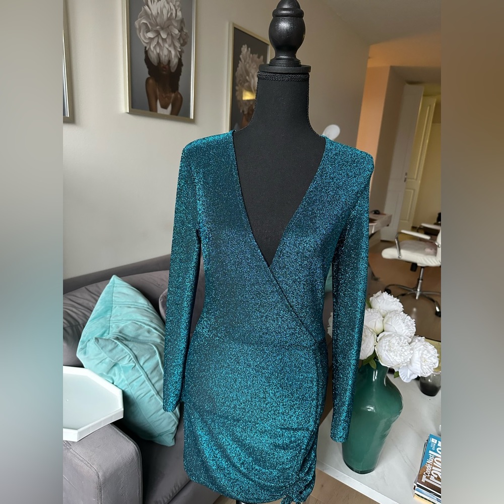 Metallic Wrap Dress